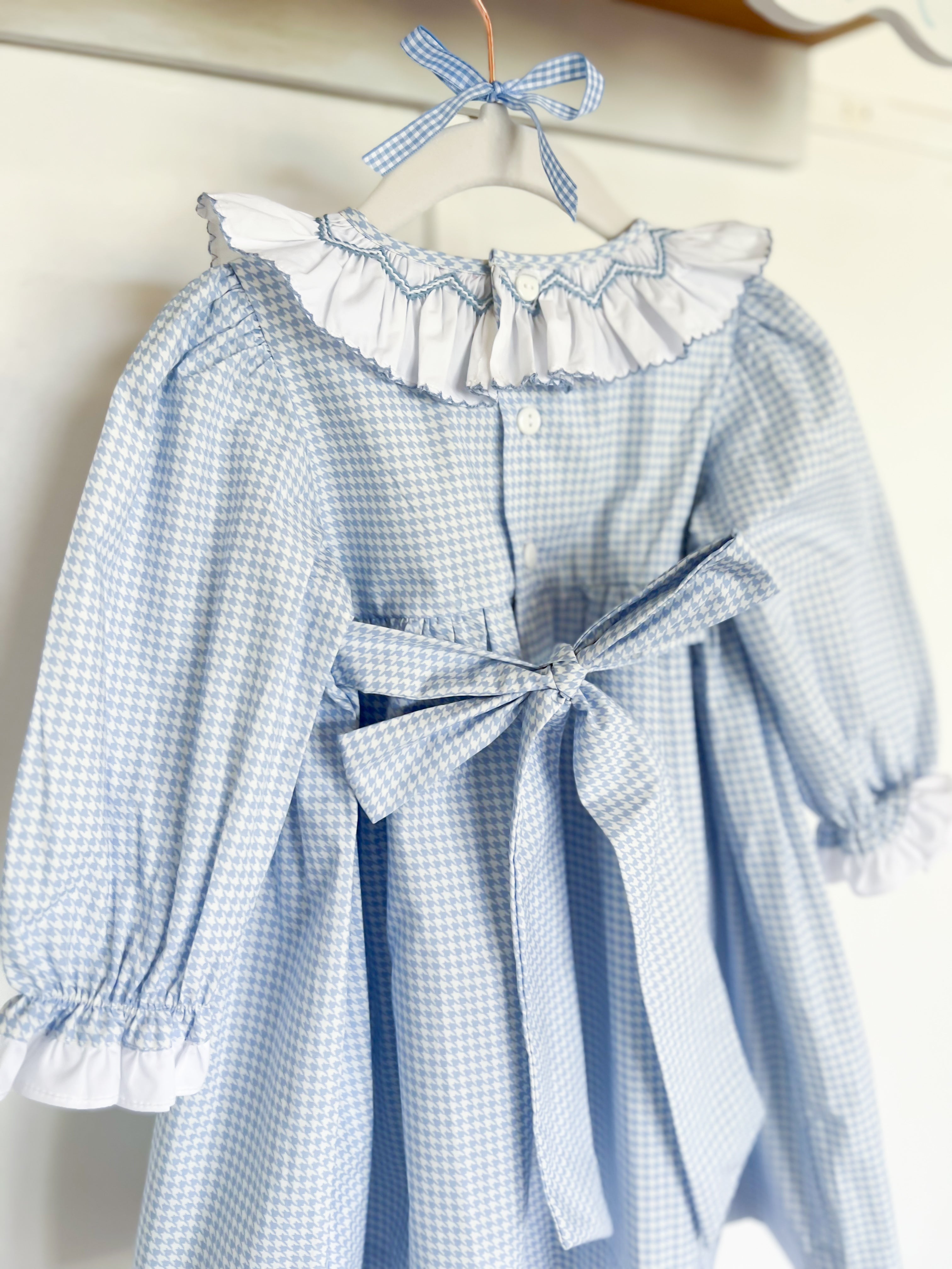 {Sutherby Girls} Signature Smocked Dress ~ Blue Houndstooth
