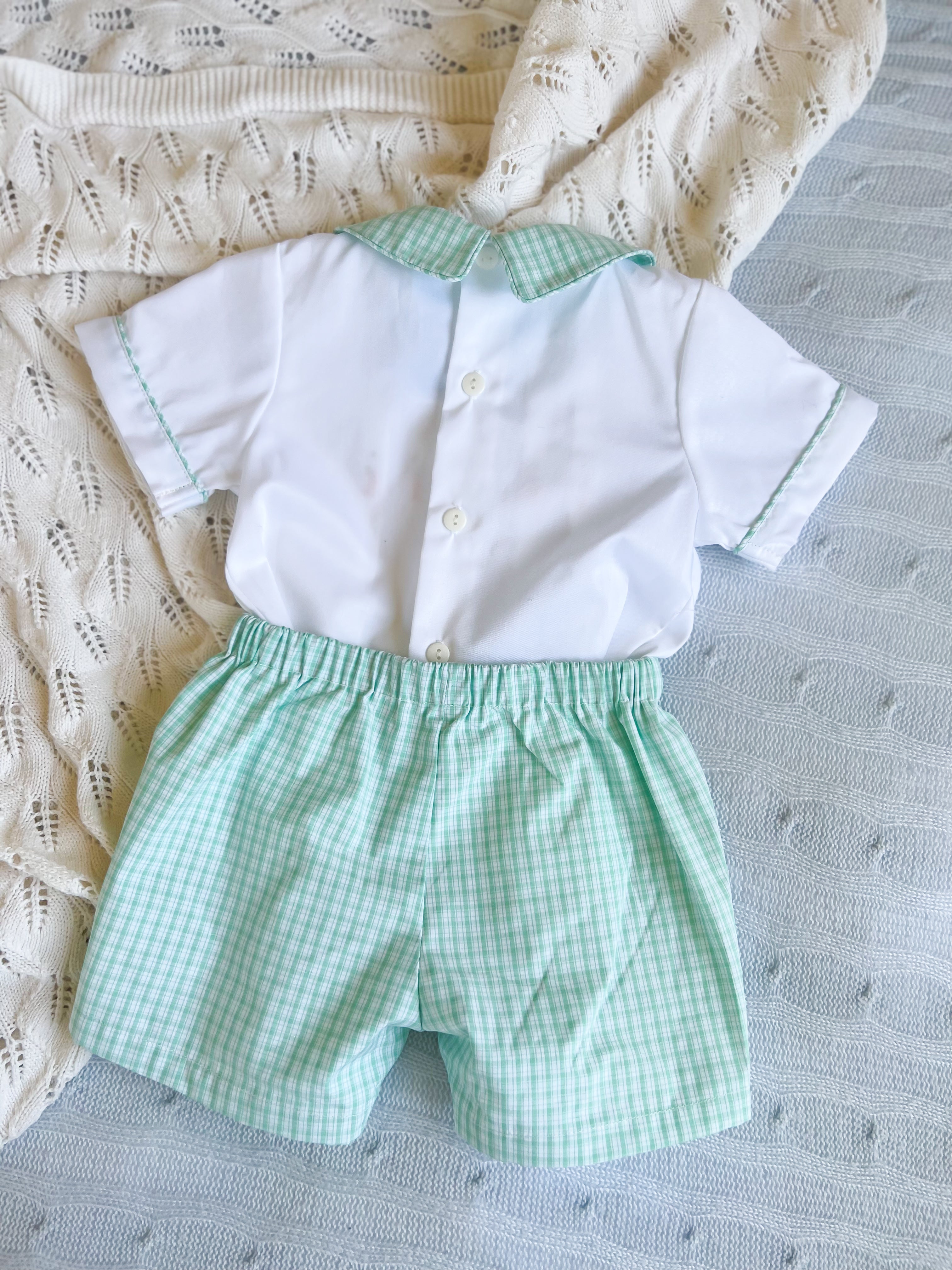 {Sutherby Boys} Signature Button Set - Mint Plaid w/ Heirloom Carrots