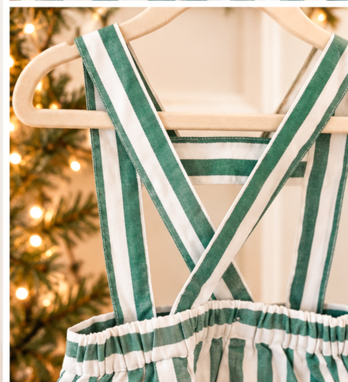 {Sutherby Boys} Suspender Shorts ~ Evergreen Stripe