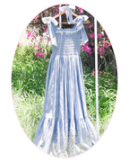 {Sutherby Ladies} 'Bridie' ~ Embroidered Blue Bow Trellis