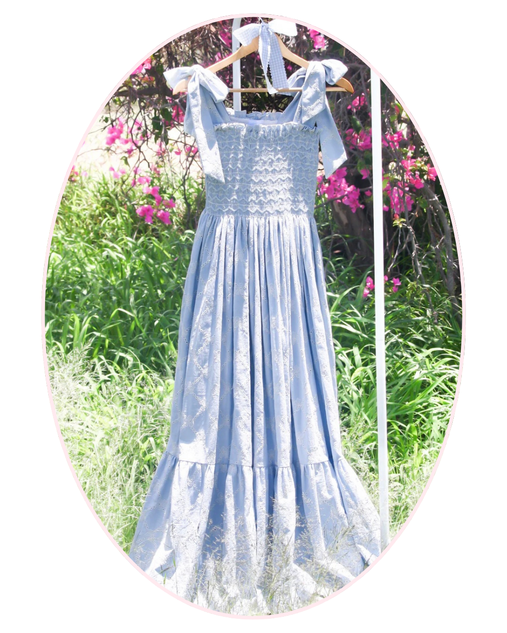 {Sutherby Ladies} 'Bridie' ~ Embroidered Blue Bow Trellis