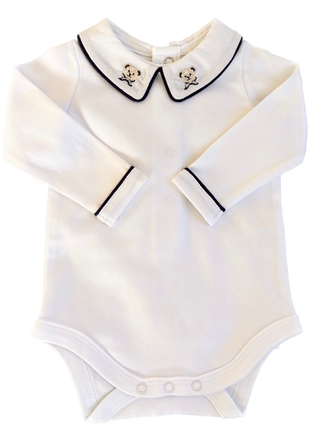 The Collared Bodysuit - ‘Storybook Teddy’ w/ Navy Piping