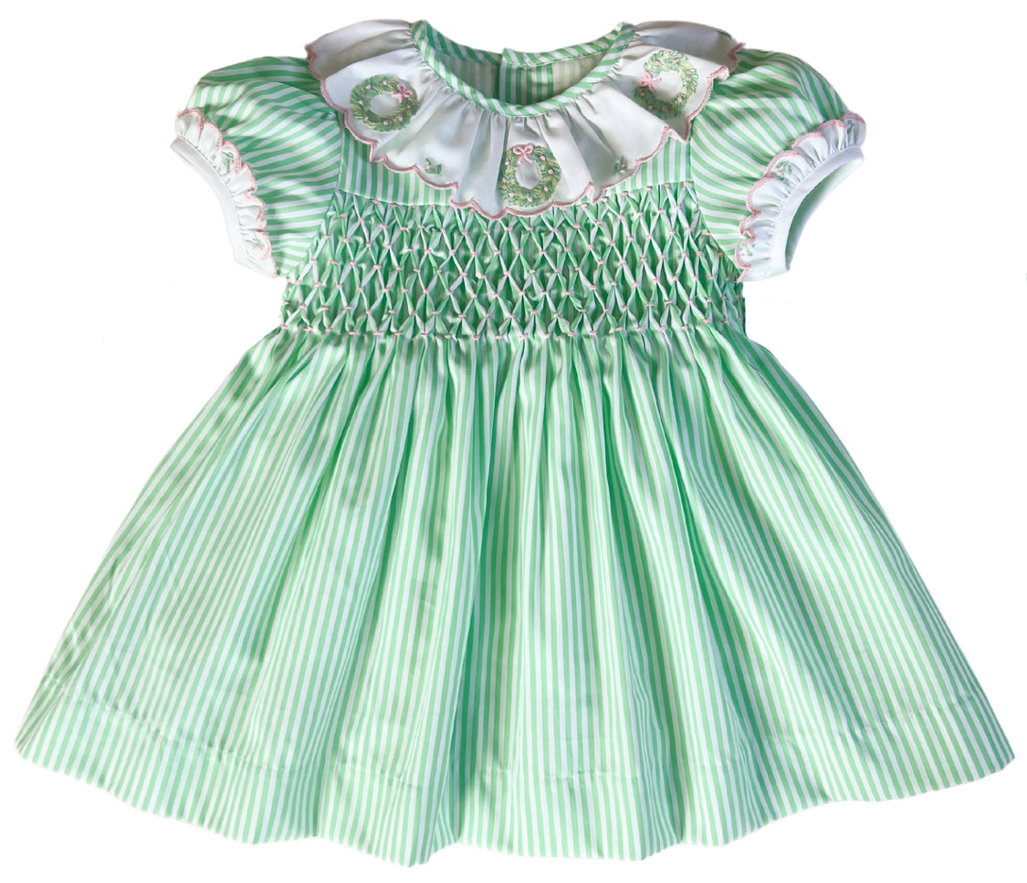 {Sutherby Girls} Signature Smocked Dress ~ Peppermint Candy Green & Pink