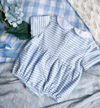The Smocked Layette Romper - Blue Sheep
