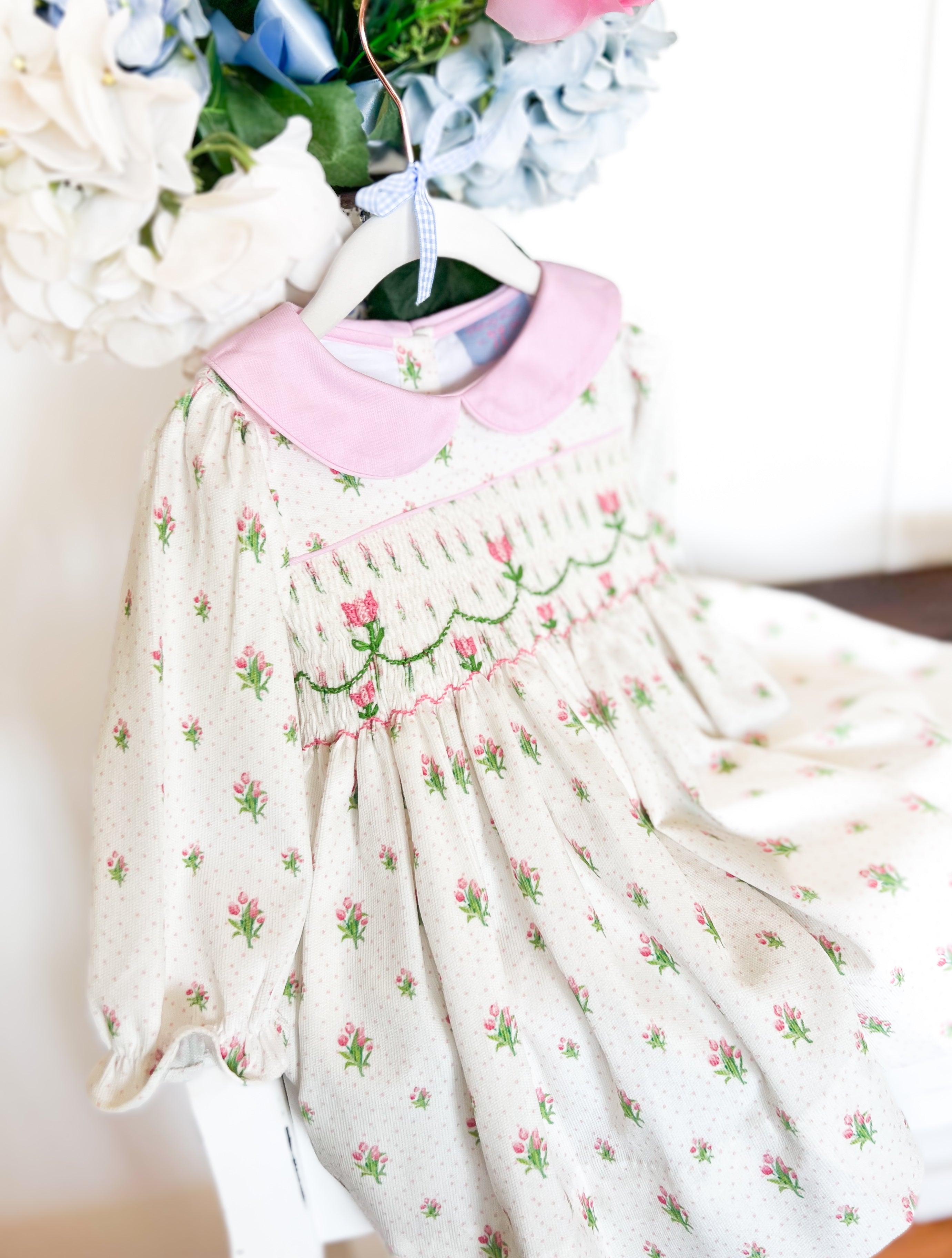 {Sutherby Girls} Signature Smocked Dress - Garden Tulips