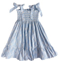 {Sutherby Girls} Smocked Dress ~ 'Bridie' ~ Embroidered Blue Bow Trellis