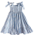{Sutherby Girls} Smocked Dress ~ 'Bridie' ~ Embroidered Blue Bow Trellis