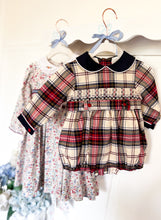 Load image into Gallery viewer, The Smocked Romper - Carnation Red/Navy Tartan
