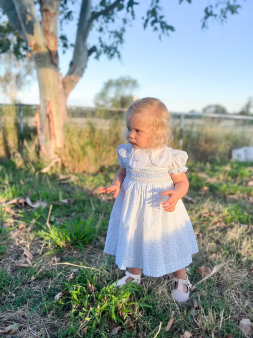 The Petal Collar Smocked Dress - Teacup Floral