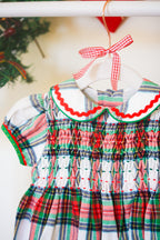 {Sutherby Girls} Signature Smocked Romper ~ Christmas Fair Tartan