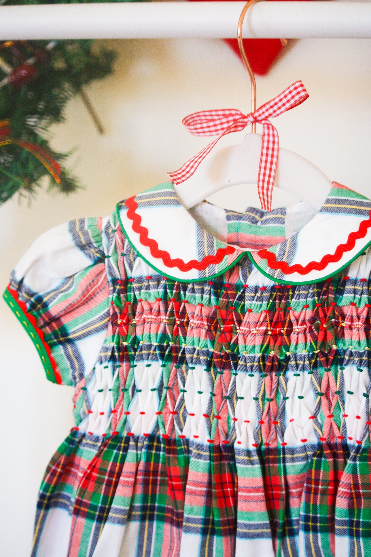 {Sutherby Girls} Signature Smocked Romper ~ Christmas Fair Tartan
