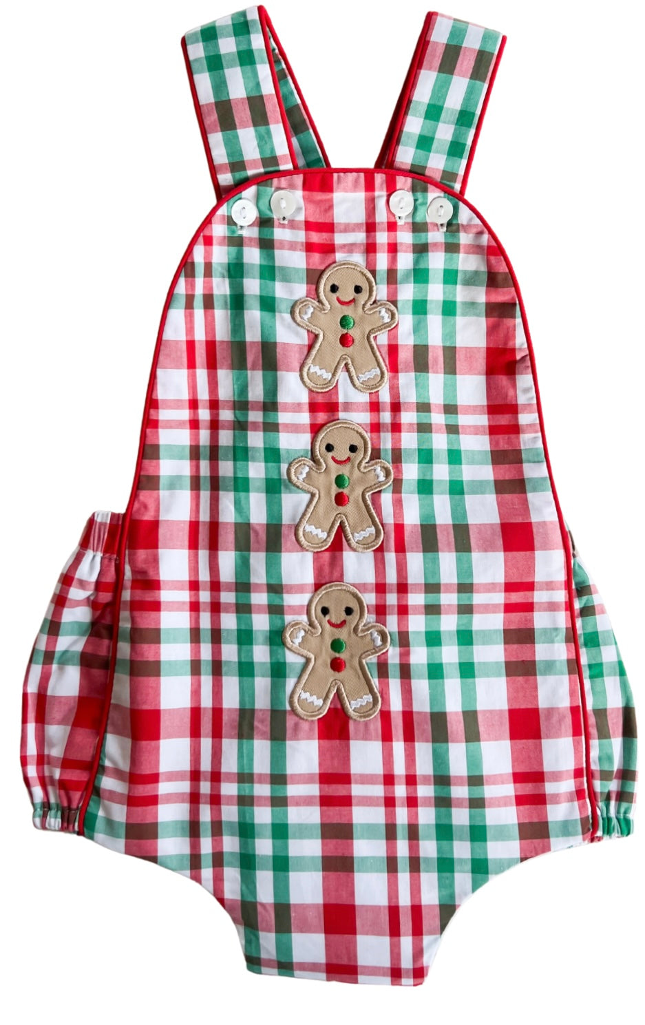 Gingerbread Plaid Romper