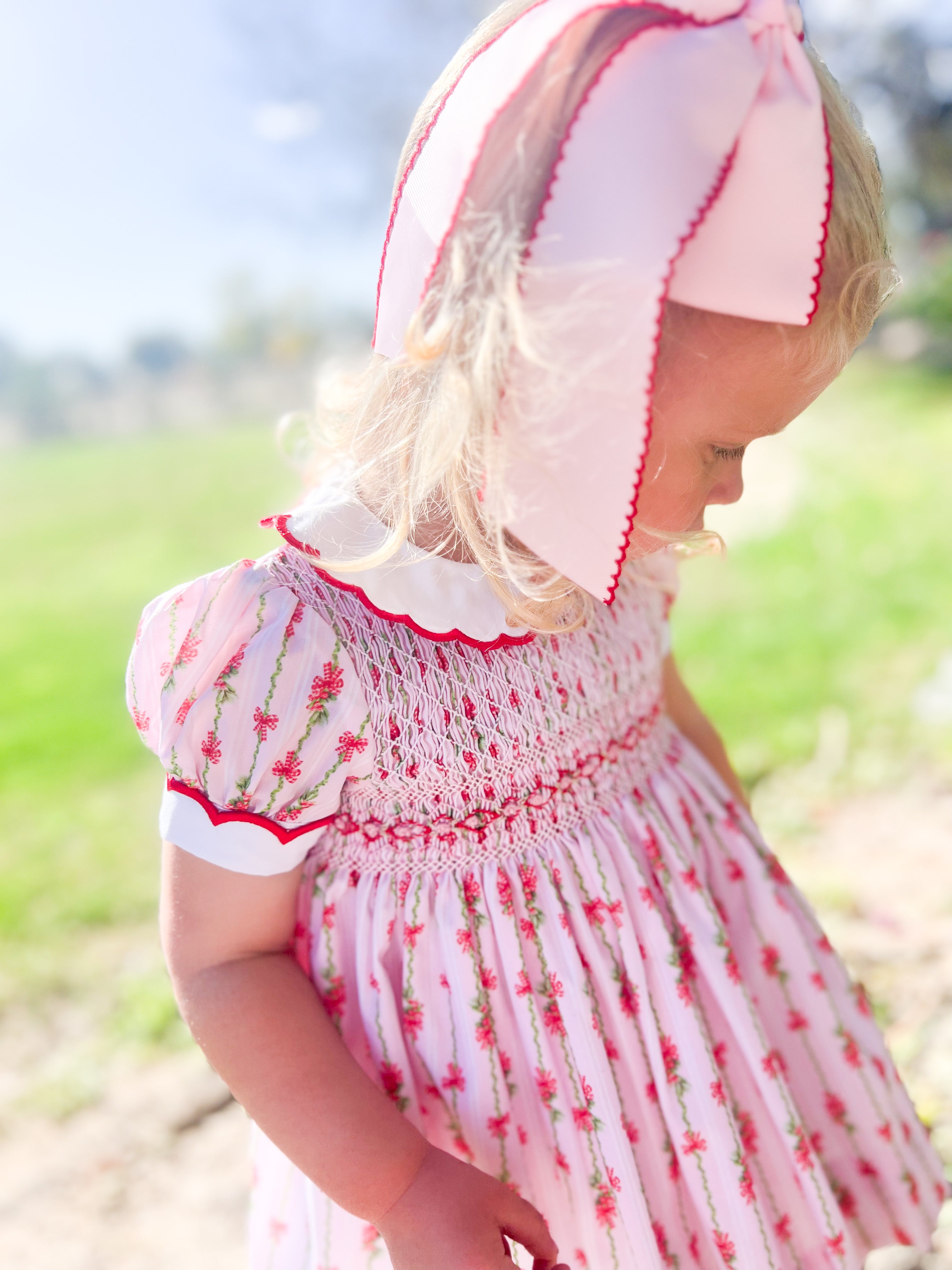 {Sutherby Girls} Signature Smocked Dress - Festive Whimsical Wallpaper