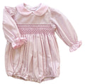 The Smocked Romper - Baby Pink Houndstooth