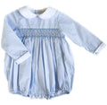 {Sutherby Baby} Signature Smocked Romper ~ Blue Houndstooth