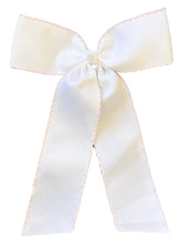 Load image into Gallery viewer, The Preppy Long Hair Bow - Classic White/Pale Pink
