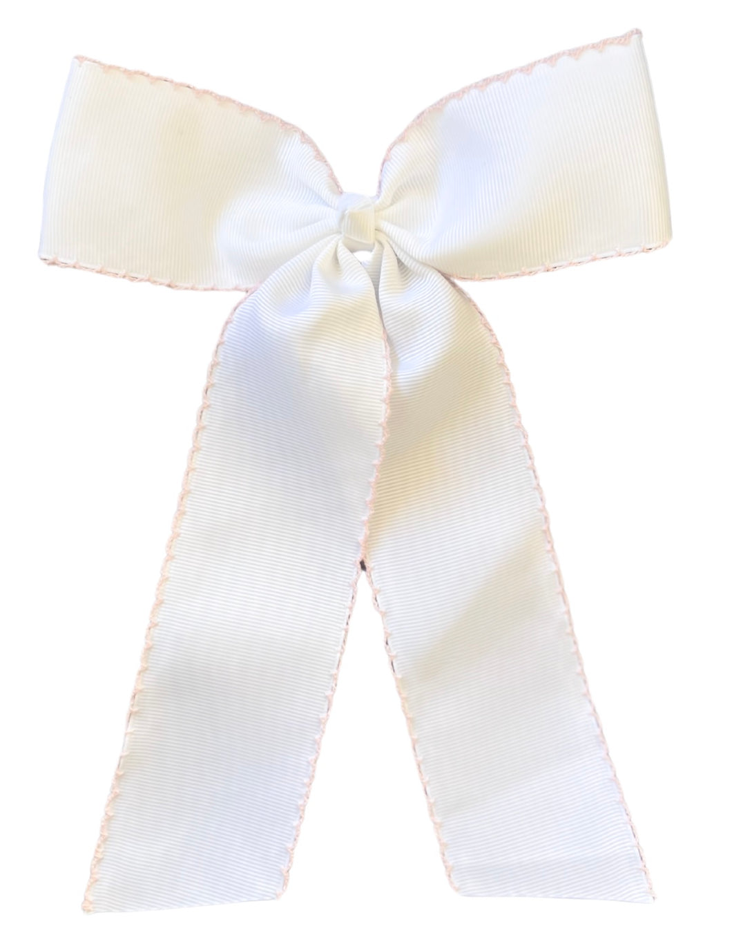The Preppy Long Hair Bow - Classic White/Pale Pink