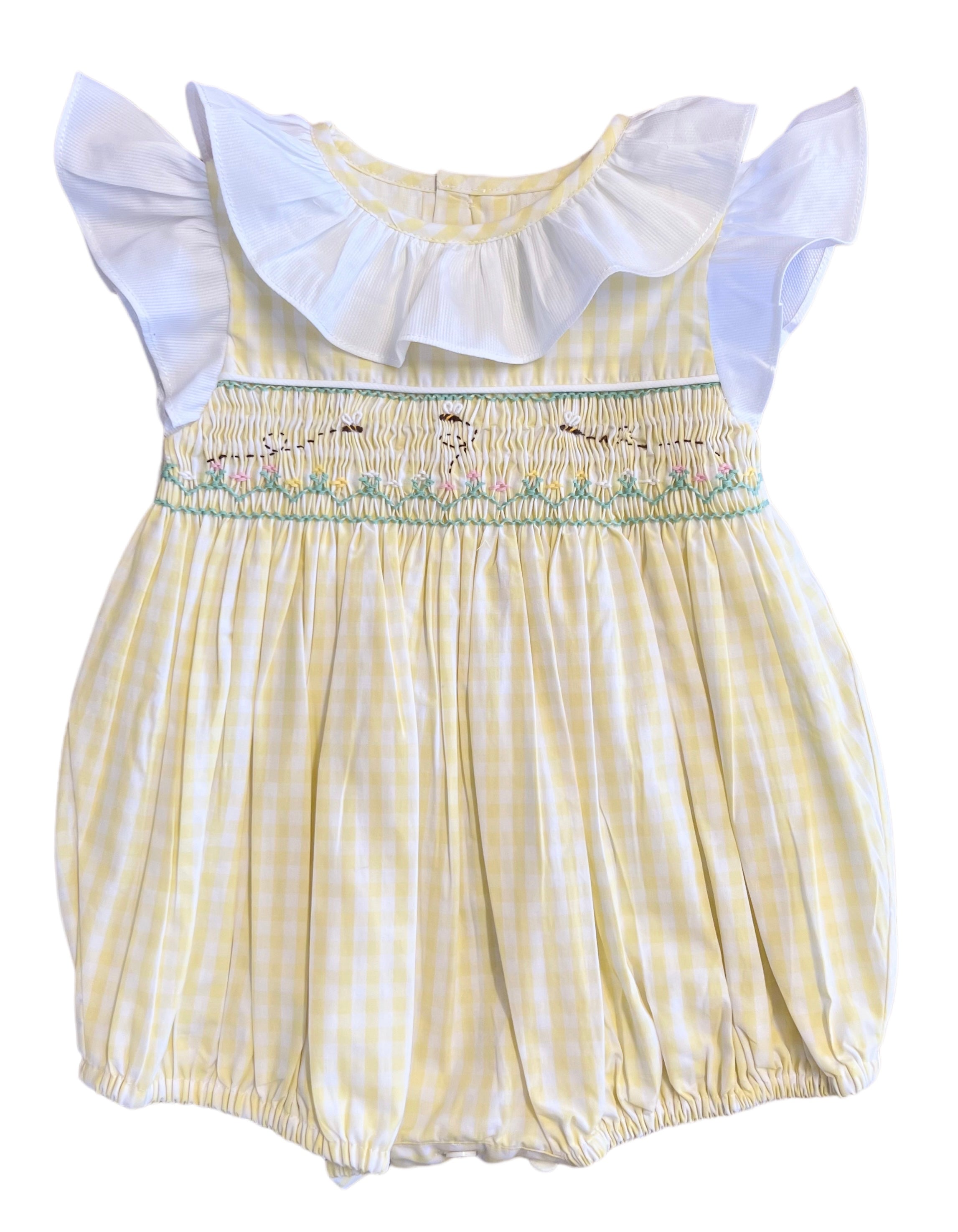 The Smocked Romper - Honey Bees