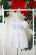 {Sutherby Girls} Signature Celebration Smocked Dress ~ Pale Blue/White