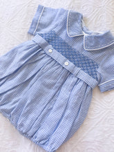 Load image into Gallery viewer, The Belted Smocked Romper - Blue Gingham
