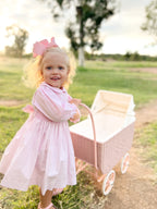The Smocked Pinafore - Baby Pink Houndstooth