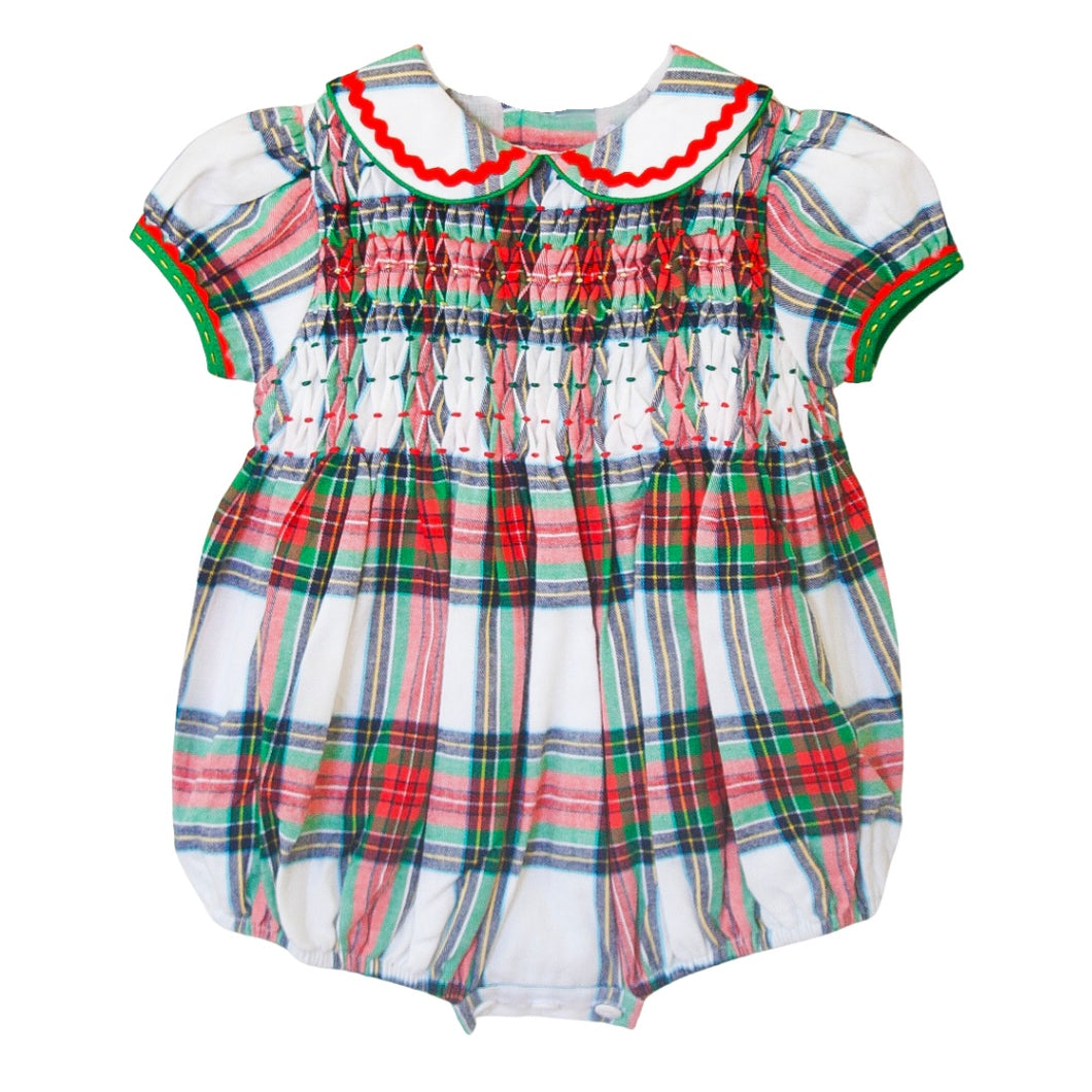 {Sutherby Girls} Signature Smocked Romper ~ Christmas Fair Tartan