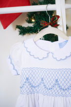 {Sutherby Girls} Signature Celebration Smocked Dress ~ Pale Blue/White