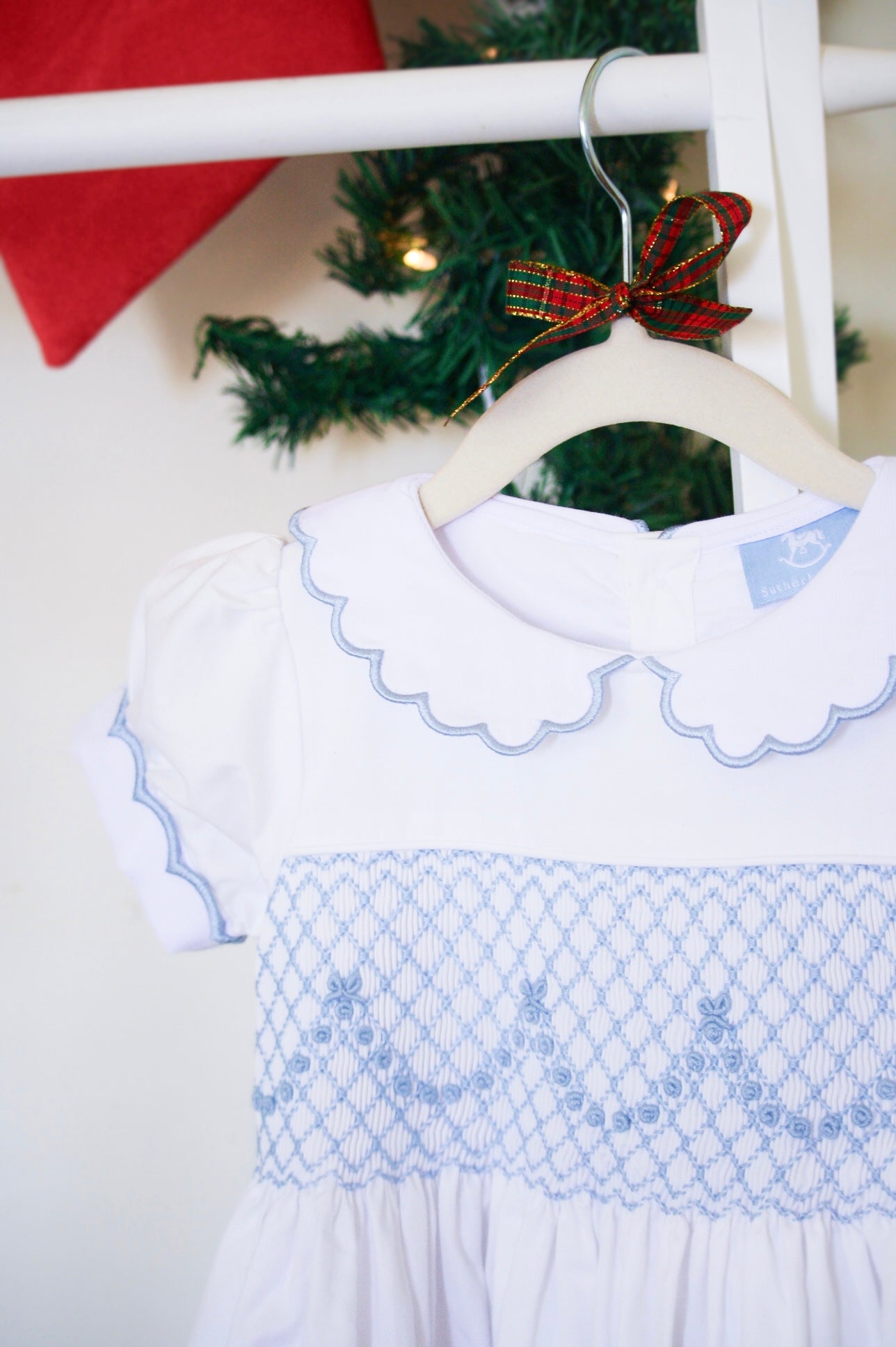 {Sutherby Girls} Signature Celebration Smocked Dress ~ Pale Blue/White