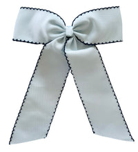 Load image into Gallery viewer, The Preppy Long Hair Bow - Pale Blue/Navy
