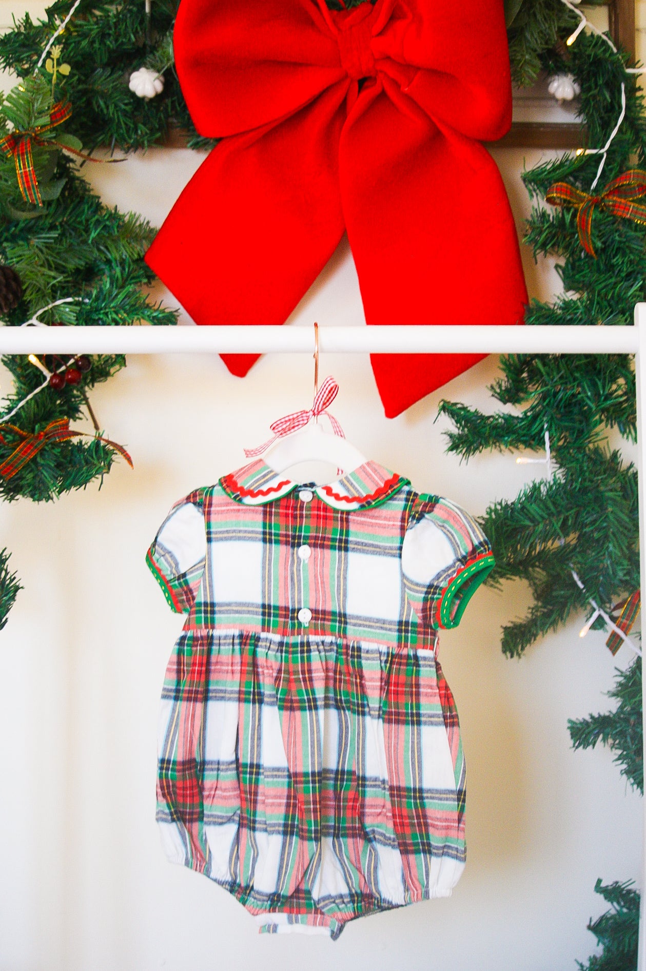 {Sutherby Girls} Signature Smocked Romper ~ Christmas Fair Tartan