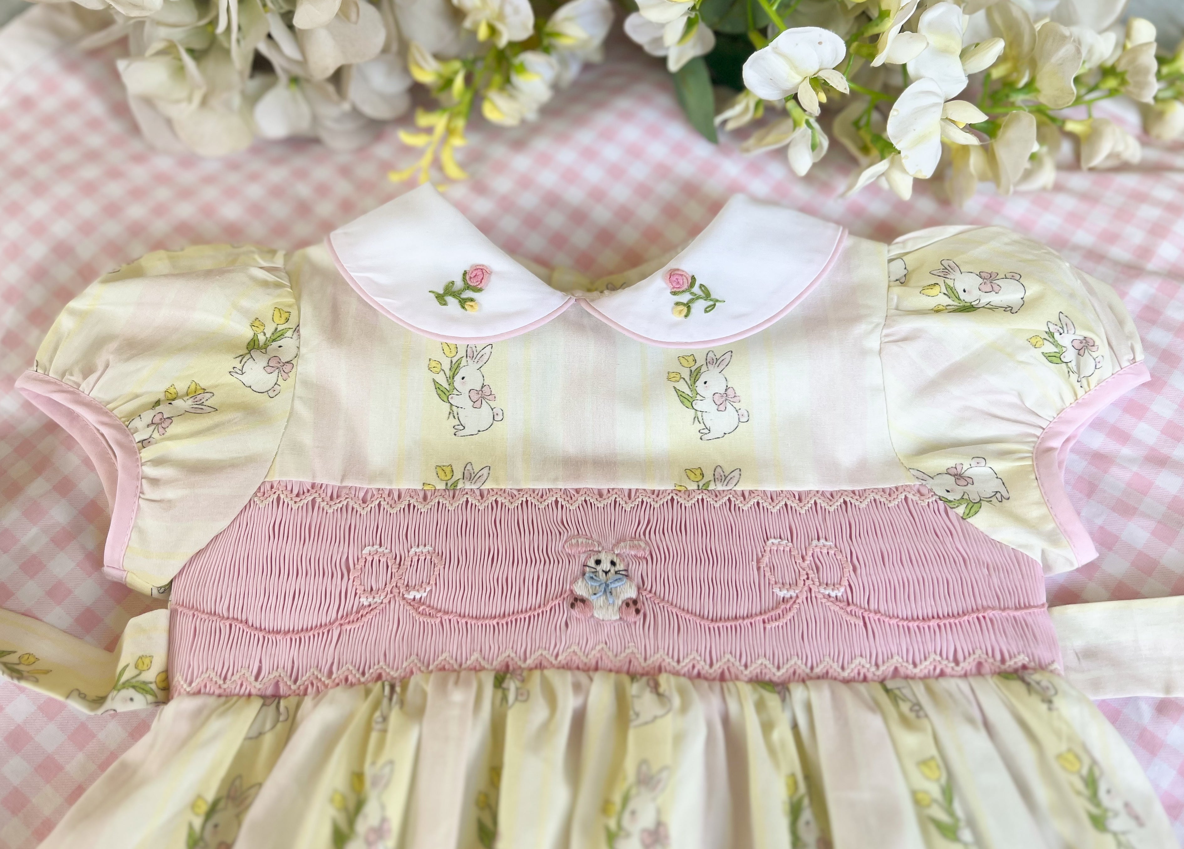{Sutherby Girls} Signature Smocked Dress - Bunnies & Tulips