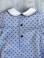 The Pleated Romper ~ Navy Striped Swiss Dot