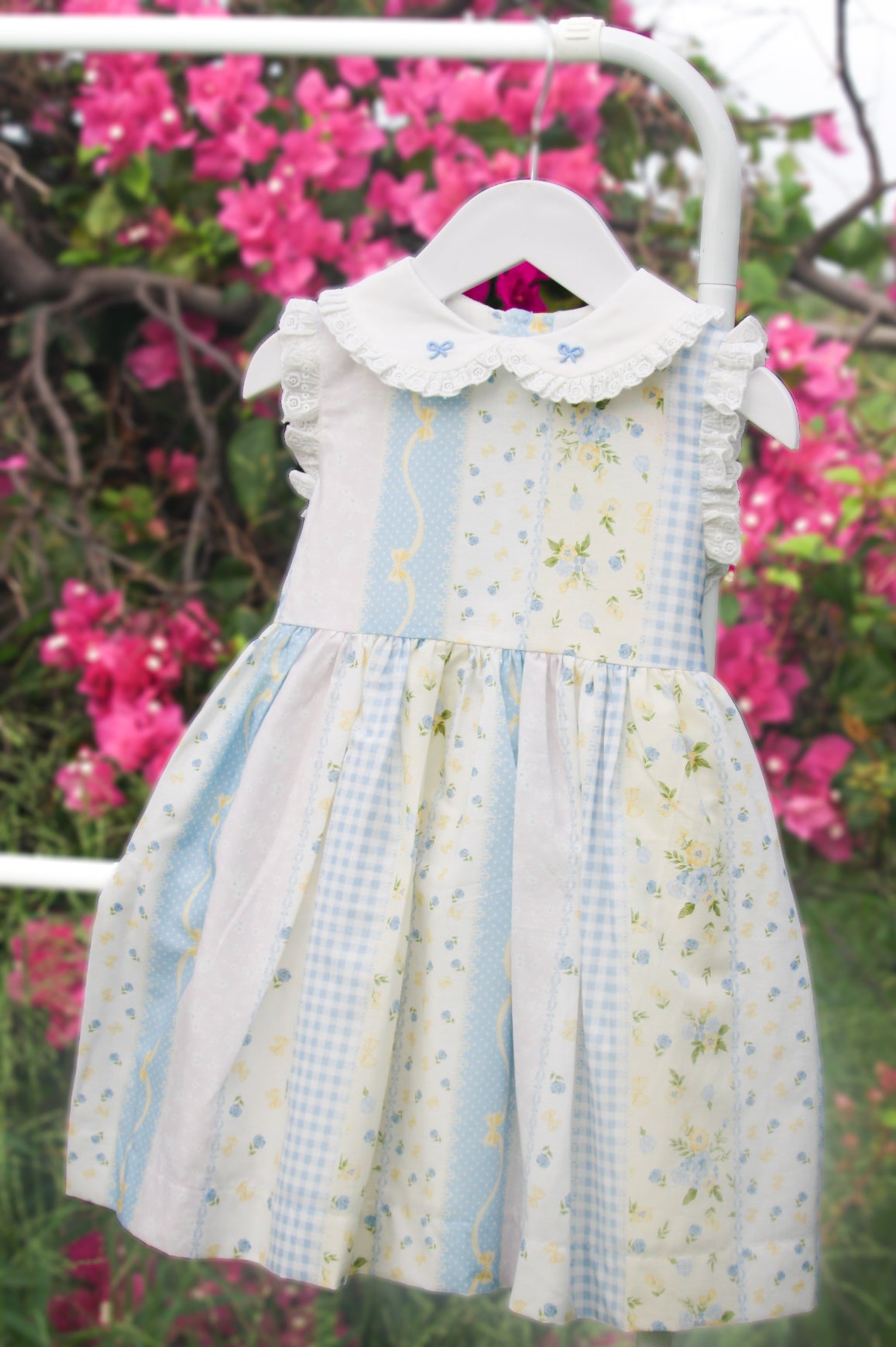 {Sutherby Girls} Embroidered Dress ~ Blue Vintage Patchwork