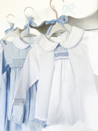 {Sutherby Baby} Signature Smocked Shirt ~ Blue Houndstooth
