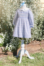 {Sutherby Girls} Signature Smocked Dress ~ Blue Forget Me Nots