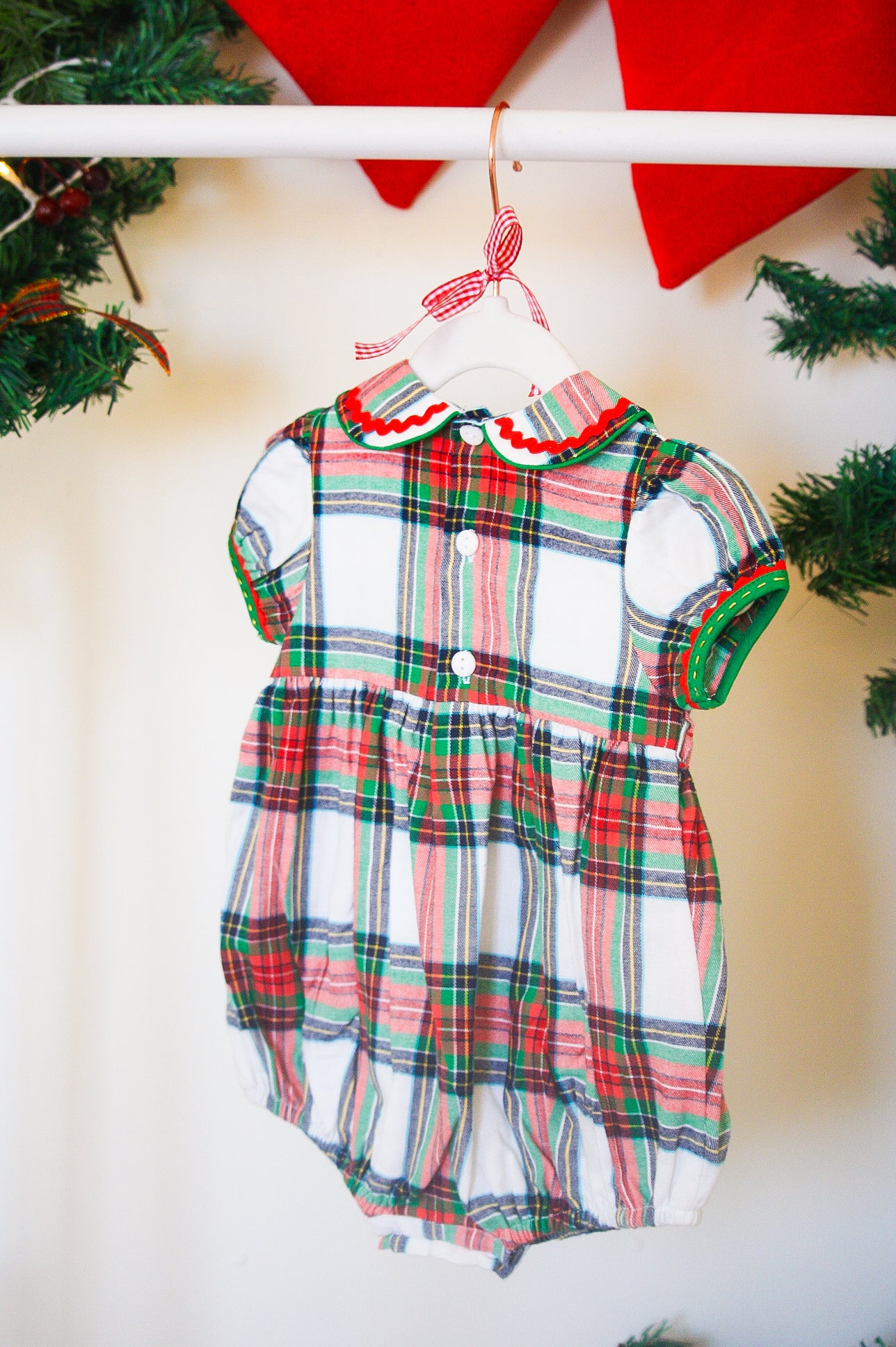 {Sutherby Girls} Signature Smocked Romper ~ Christmas Fair Tartan