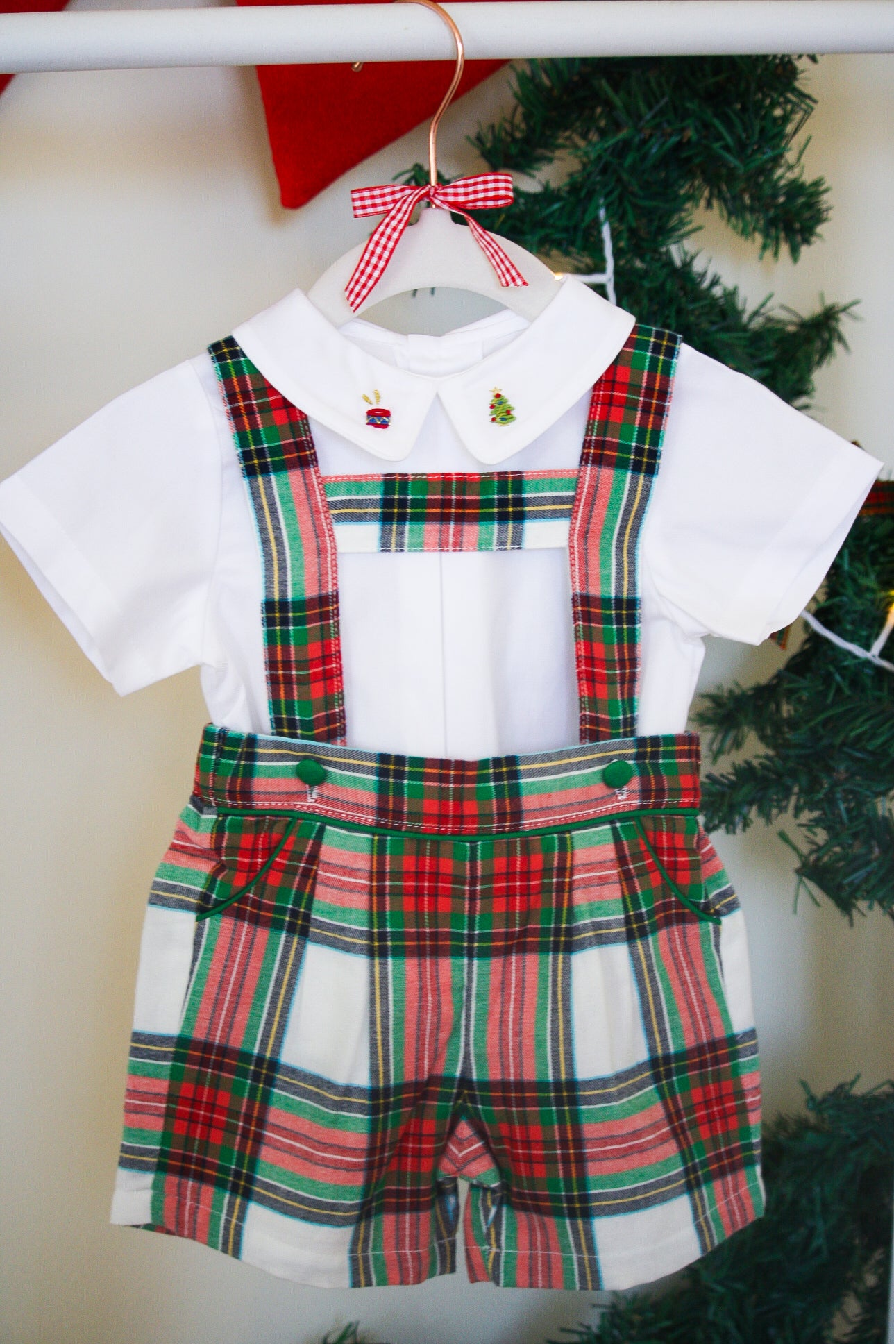 {Sutherby Boys} Signature Suspender Shorts ~ Christmas Fair Tartan