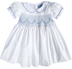 {Sutherby Girls} Signature Celebration Smocked Dress ~ Pale Blue/White