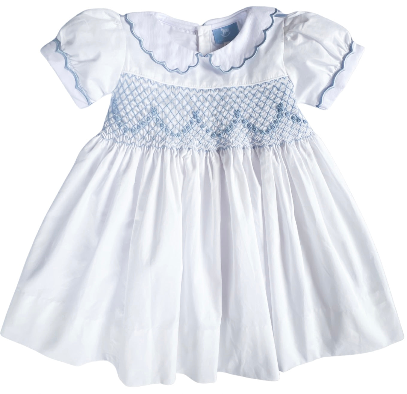 {Sutherby Girls} Signature Celebration Smocked Dress ~ Pale Blue/White