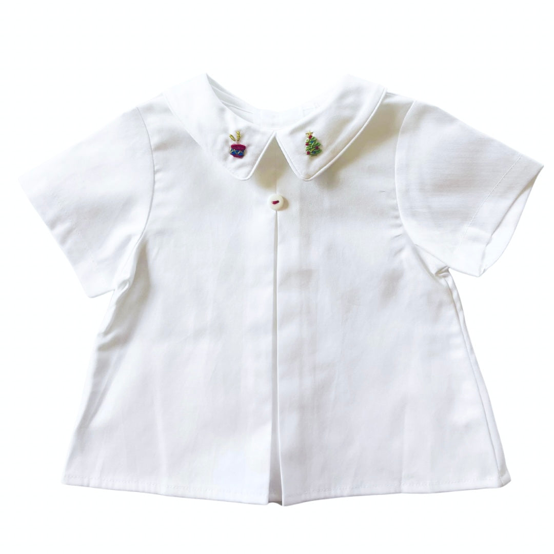{Sutherby Boys} Nostalgic Embroidered Shirt ~ Heirloom White/Red