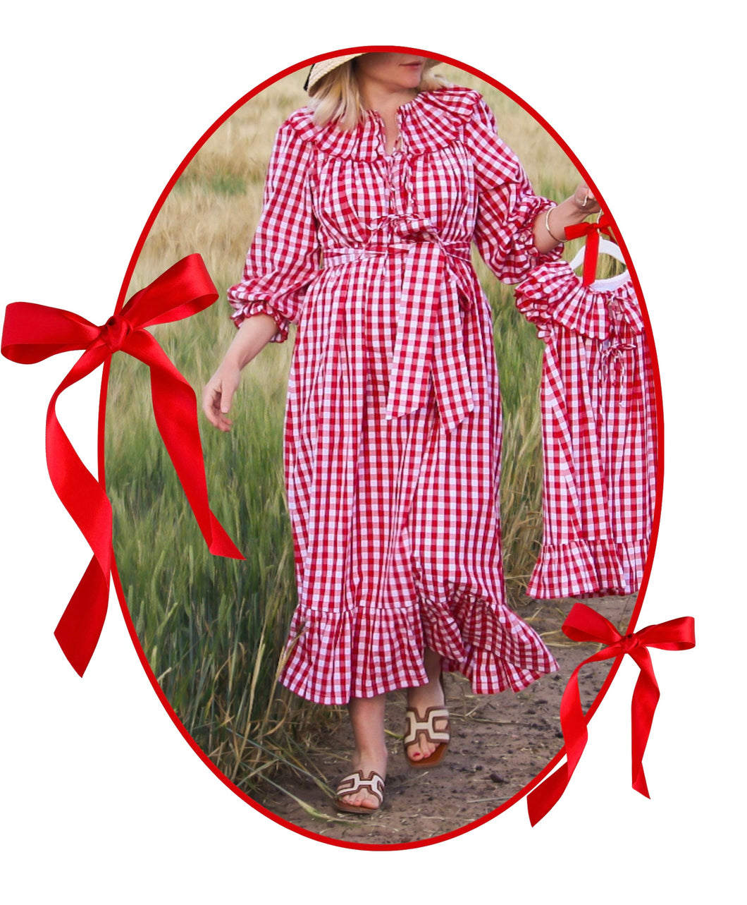 {Sutherby Ladies} Signature ‘Lola' Capelet Dress ~ Classic Red Gingham