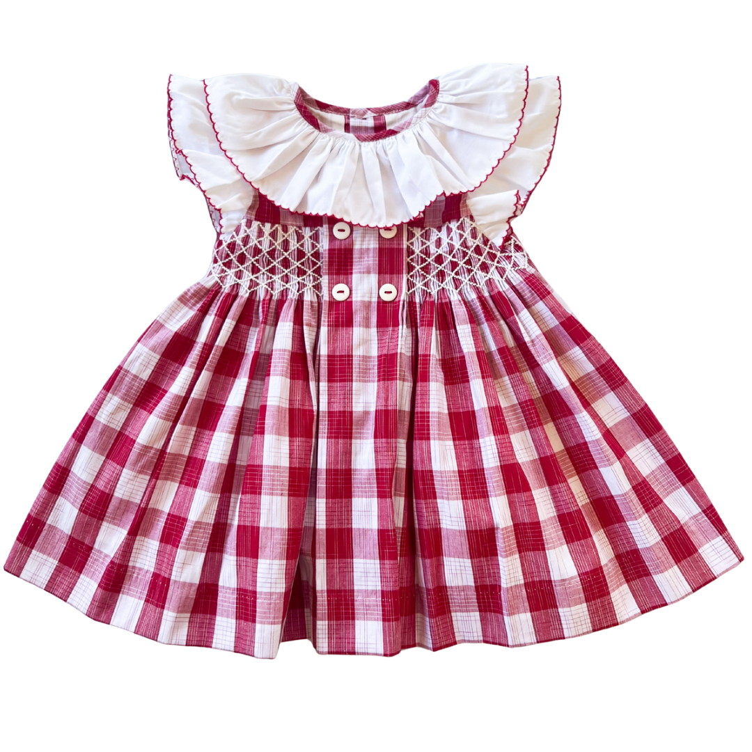 {Sutherby Girls} Signature Smocked Dress ~ 2024 Cherry Red Check ~ FARMHOUSE SALE