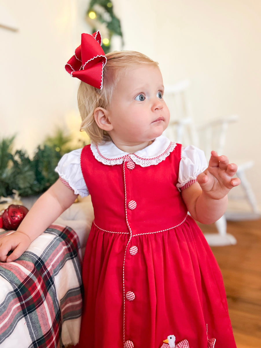 “Christmas Geese” Pinafore Dress & Blouse – Sutherby Lane