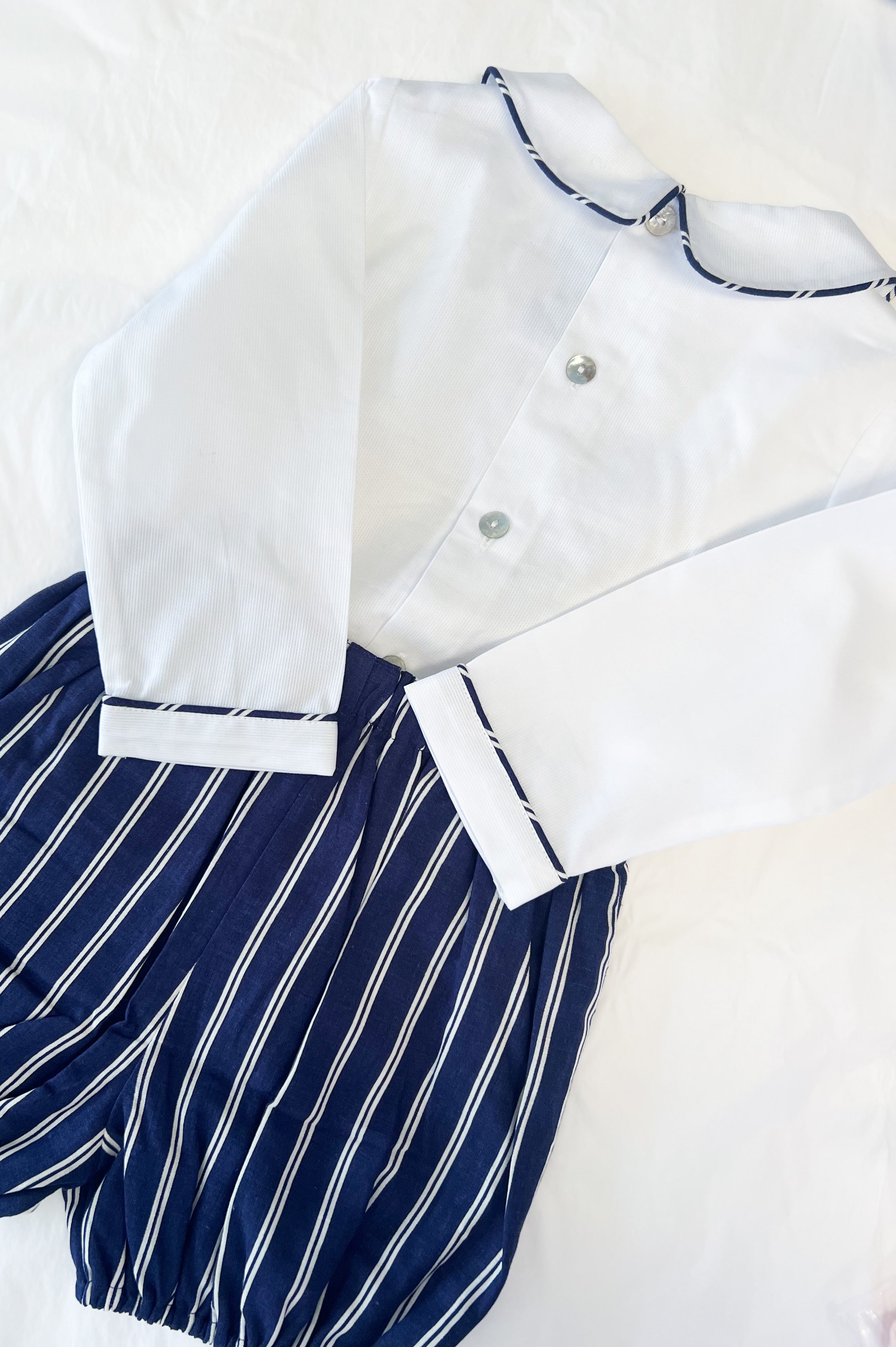 The Buster Suit - French Navy Pinstripe