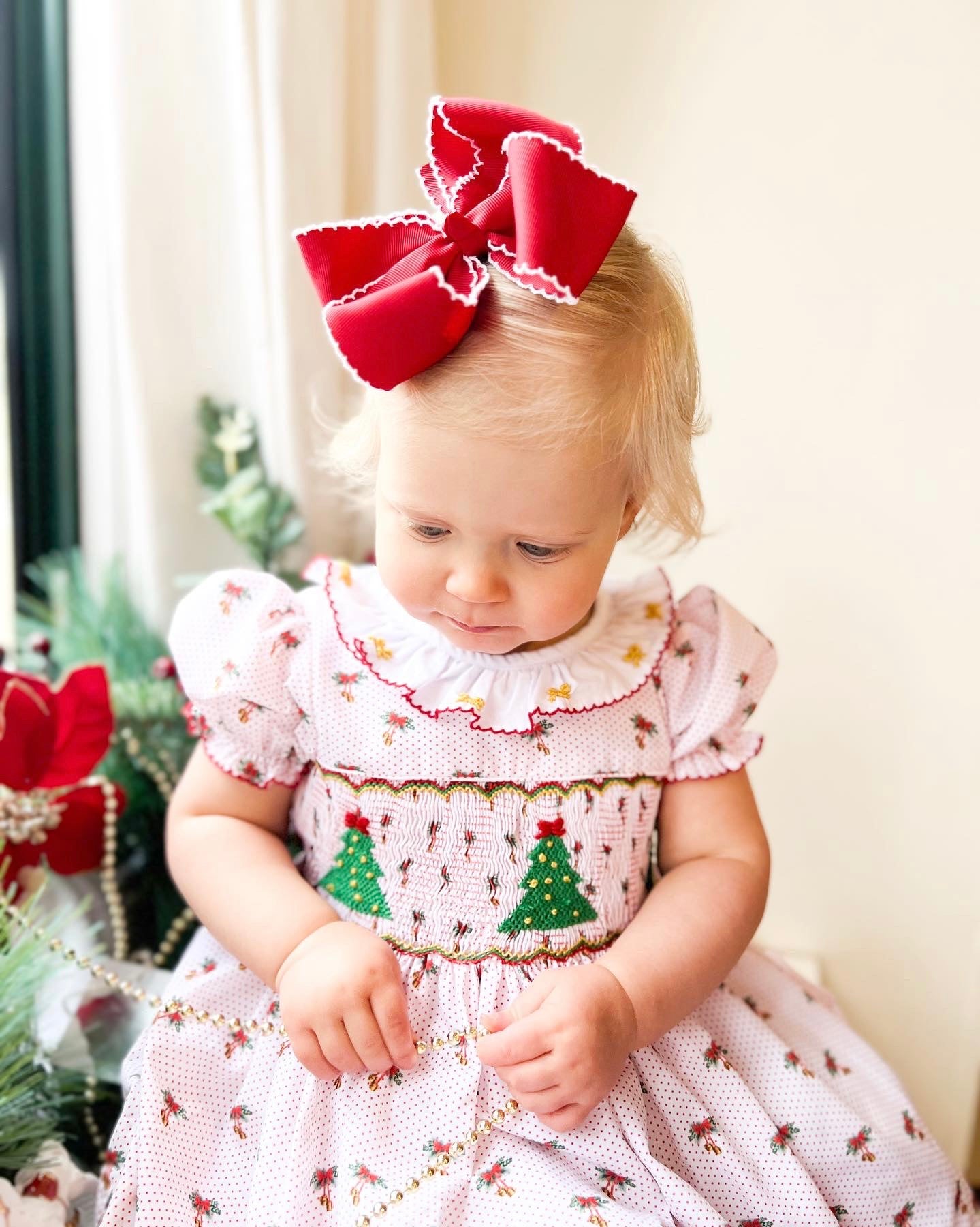 Newborn smocked christmas dress hotsell