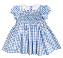 Load image into Gallery viewer, The Smocked Dress ~ Blue Gingham ~ BACK IN STOCK!
