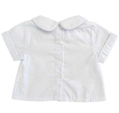 Piped Collar Blouse - Classic White