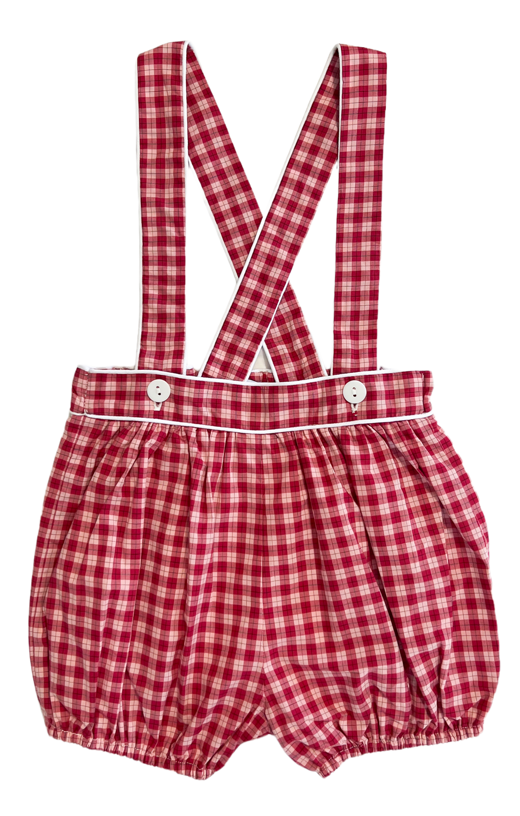 Cherry Plaid Unisex Bloomers w/ Removable Straps