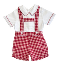 Cherry Plaid Suspender Shorts