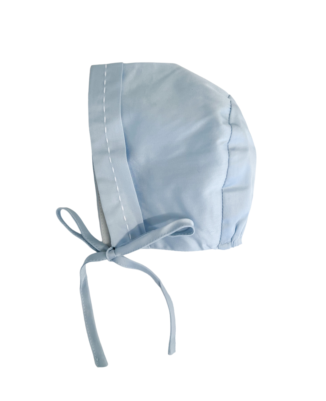 The Sutherby Lane Bonnet ~ Pale Blue Sateen w/ White Stitching